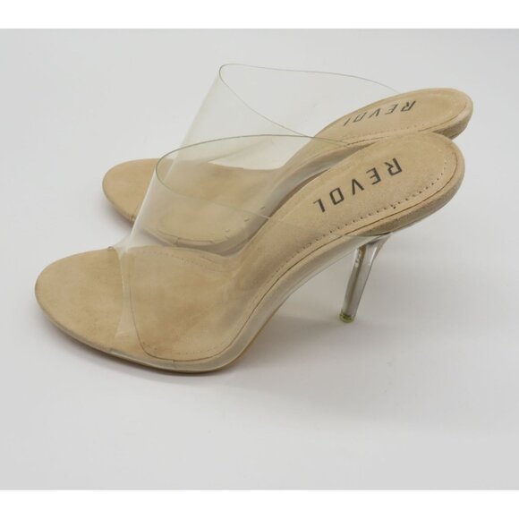 Revol Women's Clear Strap Heeled Mules Transparent PVC Design Size 7.5 NEW - Picture 5 of 7